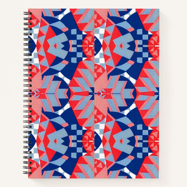 red white and blue abstract print #1 notebook (Front)