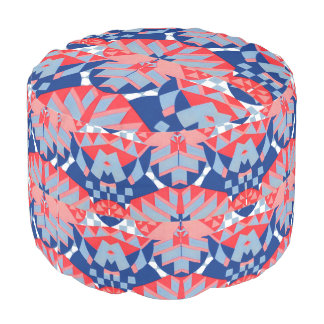 red white and blue abstract print #1 pouf