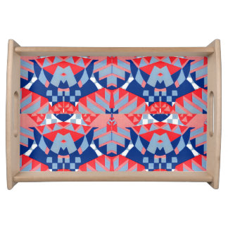 red white and blue abstract print #1 serving tray
