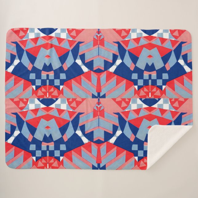 red white and blue abstract print #1 sherpa blanket (Front (Horizontal))