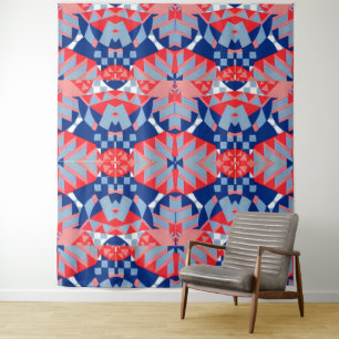 red white and blue abstract print #1 tapestry