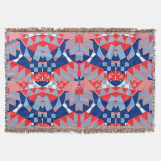 red white and blue abstract print #1 throw blanket