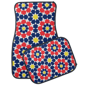 red white and blue abstract print car floor mat