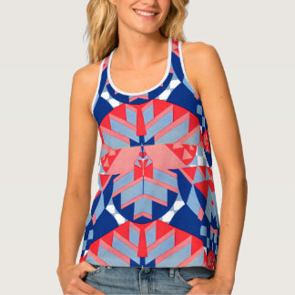 red white and blue abstract print tank top