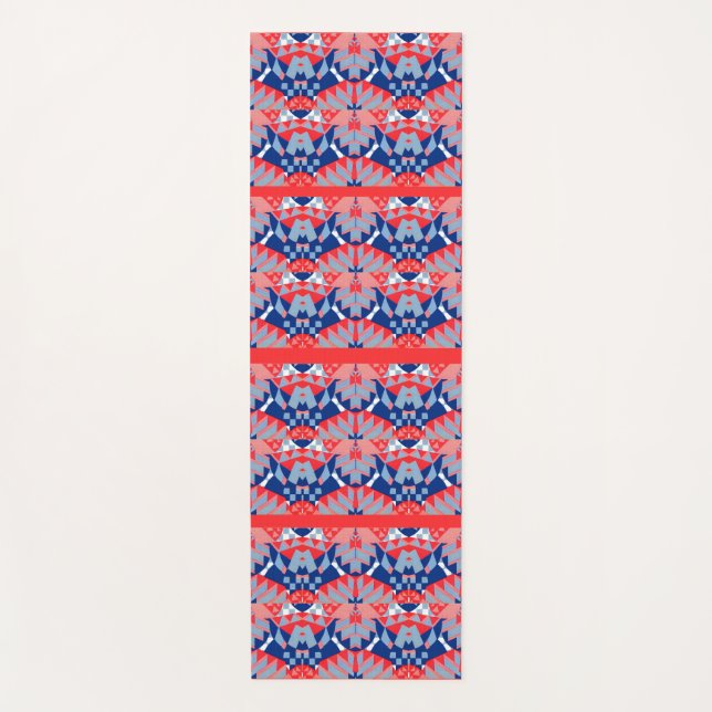 red white and blue abstract print yoga mat (Front)