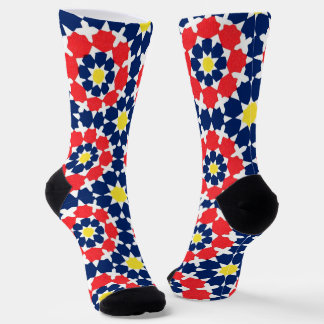 red white and blue abstract socks