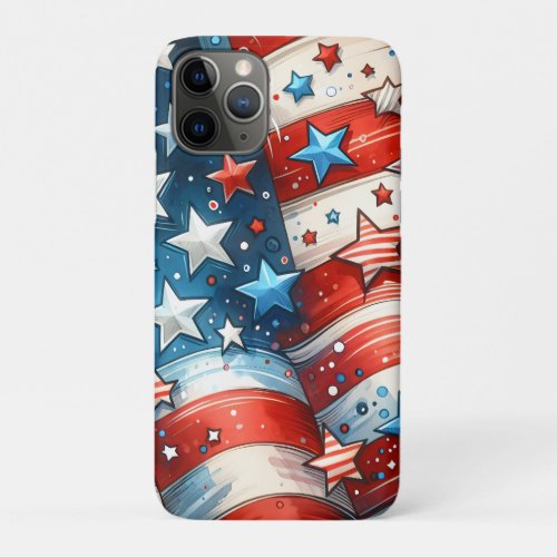 Red White and Blue Abstract US Flag Patriotic  iPhone 11 Pro Case