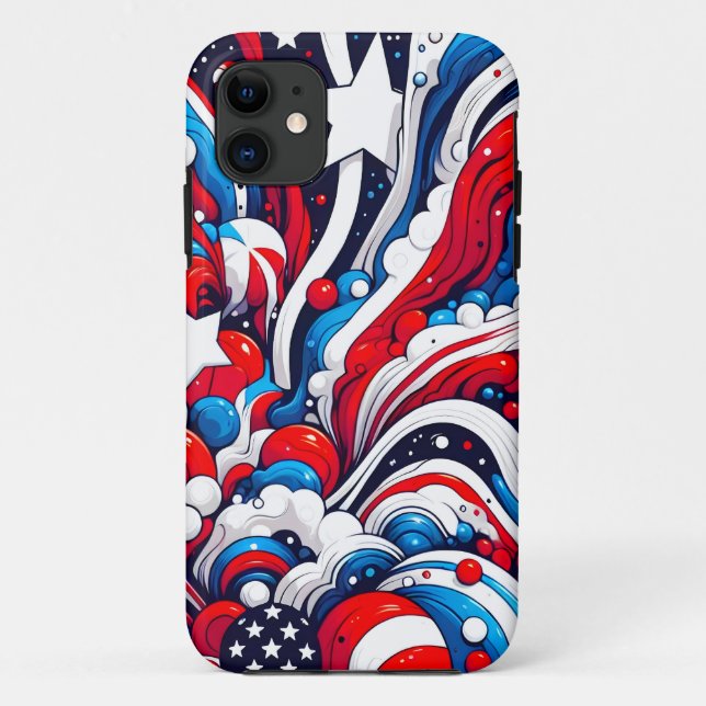 Red, White and Blue Abstract US Flag Patriotic  Case-Mate iPhone Case (Back)