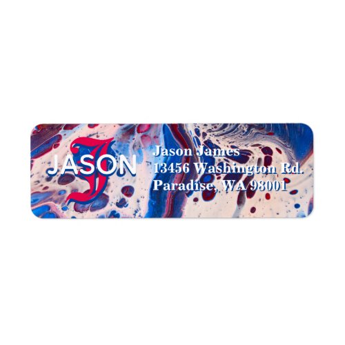 Red White and Blue Acrylic Flow Art Label
