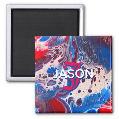 Red White and Blue Acrylic Flow Art Magnet