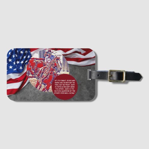 Red White and Blue All American Barrel Racer Luggage Tag