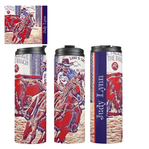 Red White and Blue All American Barrel Racer Thermal Tumbler