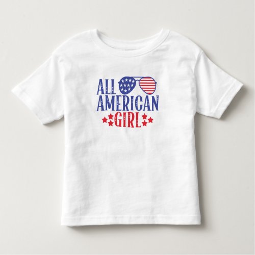 Red white and blue all american girl toddler t_shirt