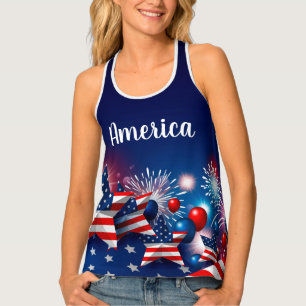 Red, White and Blue America  Tank Top