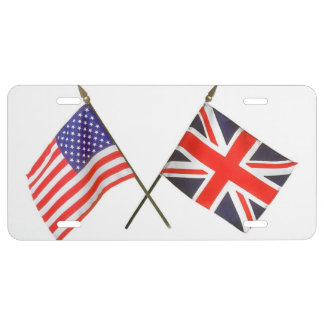 Red White and Blue American and British Flag License Plate