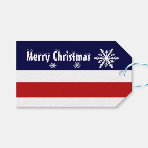 Red white and blue American Christmas holiday Gift Tags