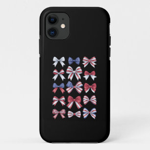 Red White And Blue American Coquette Bows 4th July iPhone 11 Case