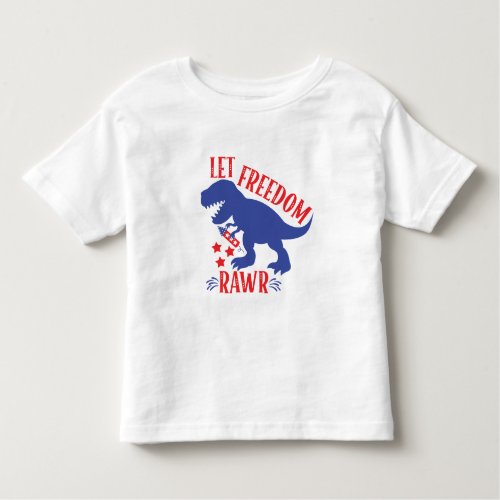 Red white and blue american dinosaur t_rex toddler t_shirt