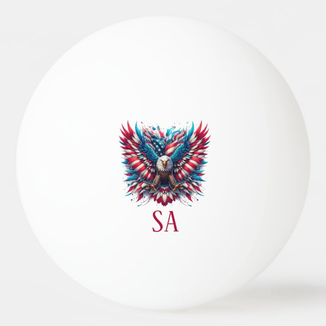 Red White and Blue American Eagle Ping Pong Ball (Front)