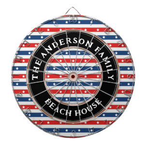 Red White and Blue American Flag Patriotic Family Dart Board