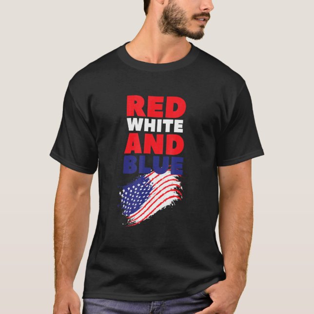 Red White and Blue American Flag USA T-Shirt (Front)