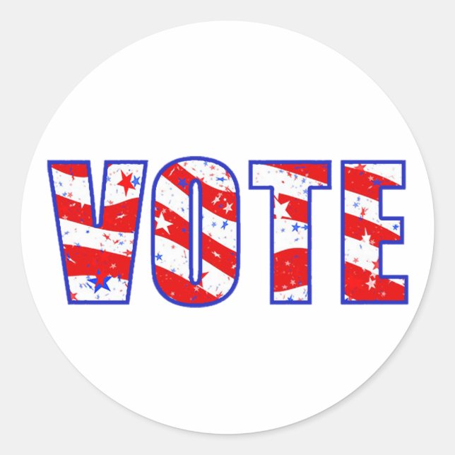 Red White and Blue American Flag Vote Stickers (Front)