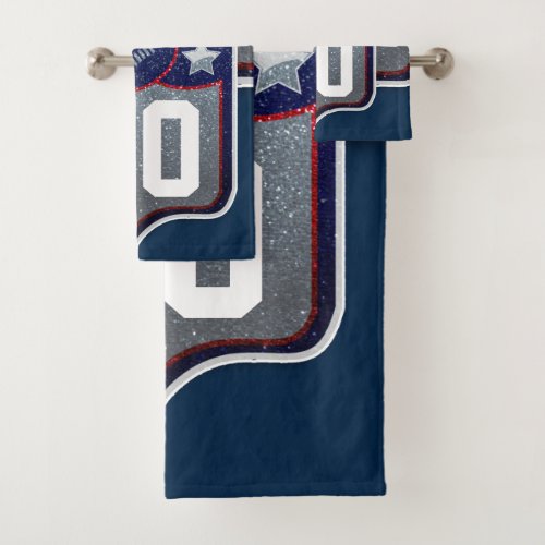 Red White and Blue American Football Team Sports Bath Towel Set