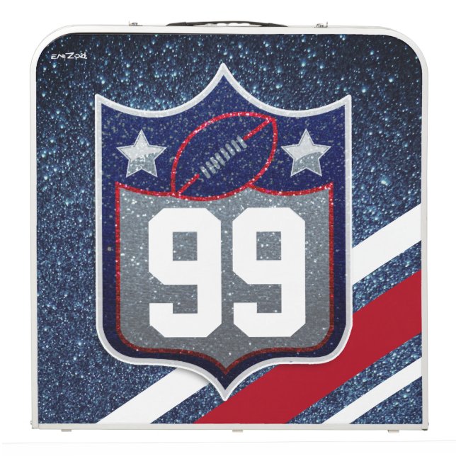 Red White and Blue American Football Team Sports Beer Pong Table (Folded)