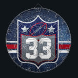 Red White and Blue American Football Team Sports Dart Board<br><div class="desc">Go red,  white and blue! Football fans will love this colorful jersey design with customizable numbers. Put your favorite player's number on this design and show your support for the best football team ever!</div>