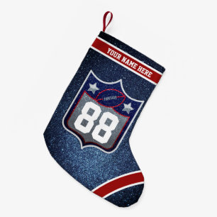 Red White and Blue American Football Team Sports Small Christmas Stocking