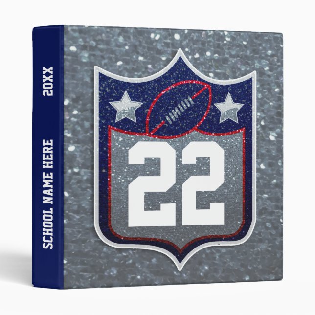 Red White and Blue American Patriots Football Team 3 Ring Binder (Front/Spine)