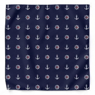 Red White And Blue Anchor Pattern Bandana
