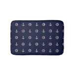 Red White And Blue Anchor Pattern Bath Mat