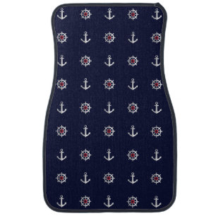 Red White And Blue Anchor Pattern Car Mat