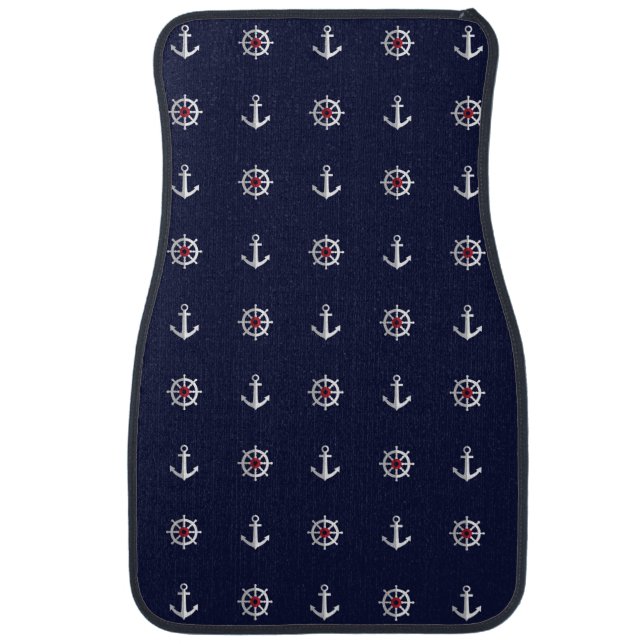 Red White And Blue Anchor Pattern Car Mat (Front)