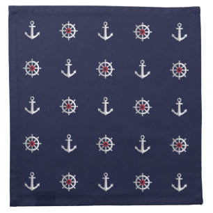 Red White And Blue Anchor Pattern Cloth Napkin