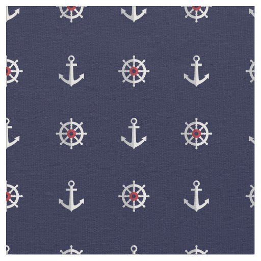 Red White And Blue Anchor Pattern Fabric