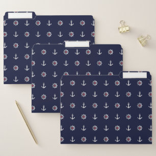 Red White And Blue Anchor Pattern File Folder