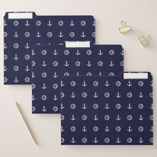 Red White And Blue Anchor Pattern File Folder (Set)
