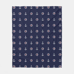 Red White And Blue Anchor Pattern Fleece Blanket