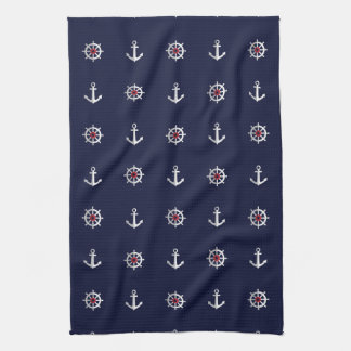 Red White And Blue Anchor Pattern Kitchen Towel