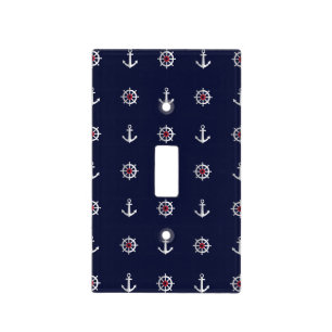 Red White And Blue Anchor Pattern Light Switch Cover