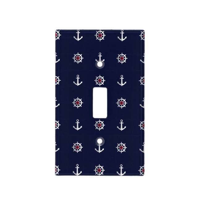 Red White And Blue Anchor Pattern Light Switch Cover (Front)