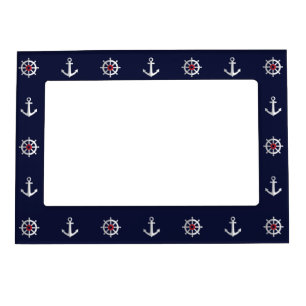 Red White And Blue Anchor Pattern Magnetic Photo Frame