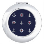 Red White And Blue Anchor Pattern Makeup Mirror