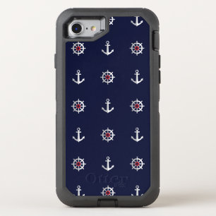 Red White And Blue Anchor Pattern OtterBox Defender iPhone SE/8/7 Case