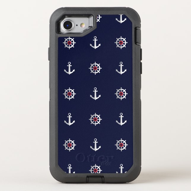 Red White And Blue Anchor Pattern Otterbox iPhone Case (Back)