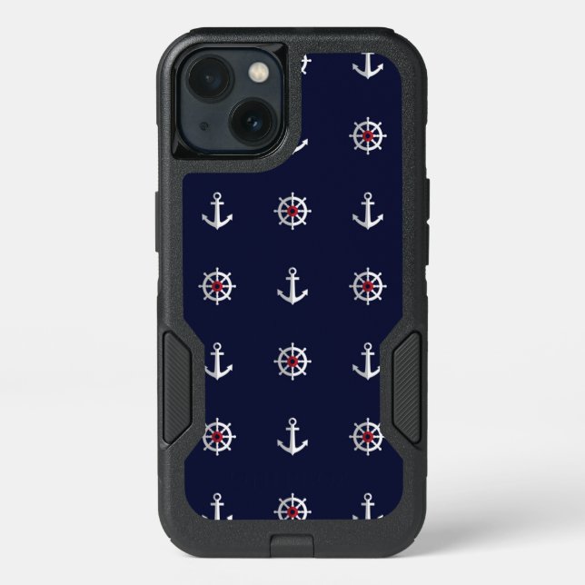 Red White And Blue Anchor Pattern Otterbox iPhone Case (Back)