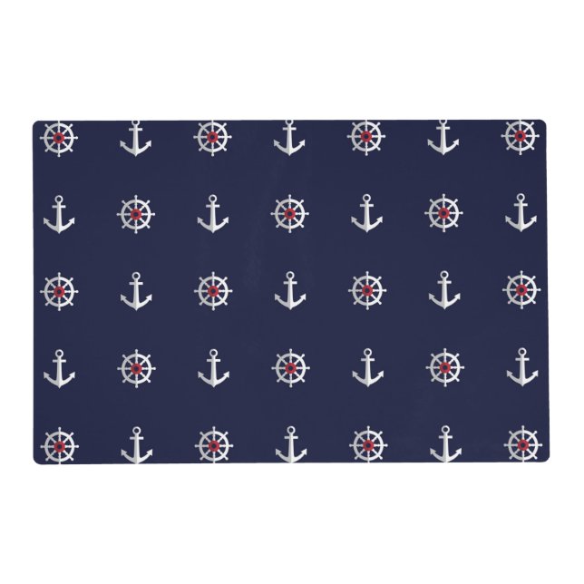 Red White And Blue Anchor Pattern Placemat (Front)