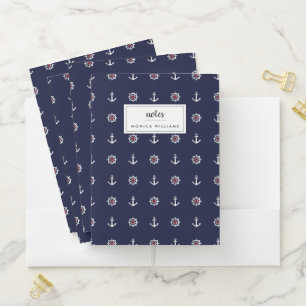 Red White And Blue Anchor Pattern Pocket Folder